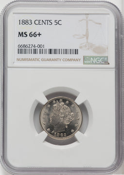 1883 5C WITH CENTS Liberty Nickel NGC MS66+