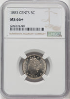 1883 5C WITH CENTS Liberty Nickel NGC MS66+