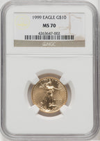 1999 $10 Quarter Ounce Gold Eagle NGC MS70