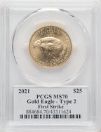 2021 $25 Half-Ounce Gold Eagle Type Two First Strike PCGS MS70