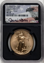 2021-W One-Ounce Gold Eagle Type Two Burnished FDI NGC MS70
