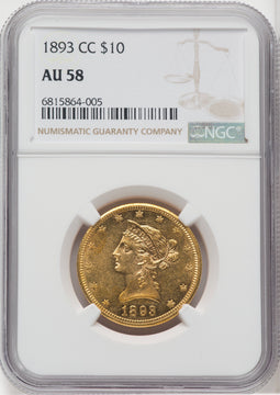 1893-CC $10 Liberty Eagle NGC AU58