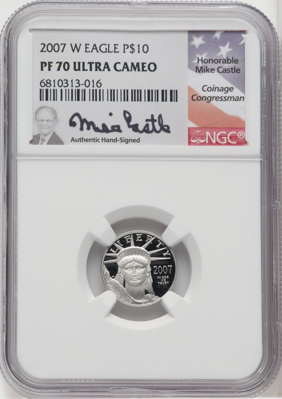 2007-W $10 Platinum American Eagle NGC PF70 Castle Signed