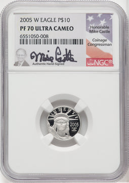 2005-W $10 Platinum American Eagle NGC PF70 Castle Signed