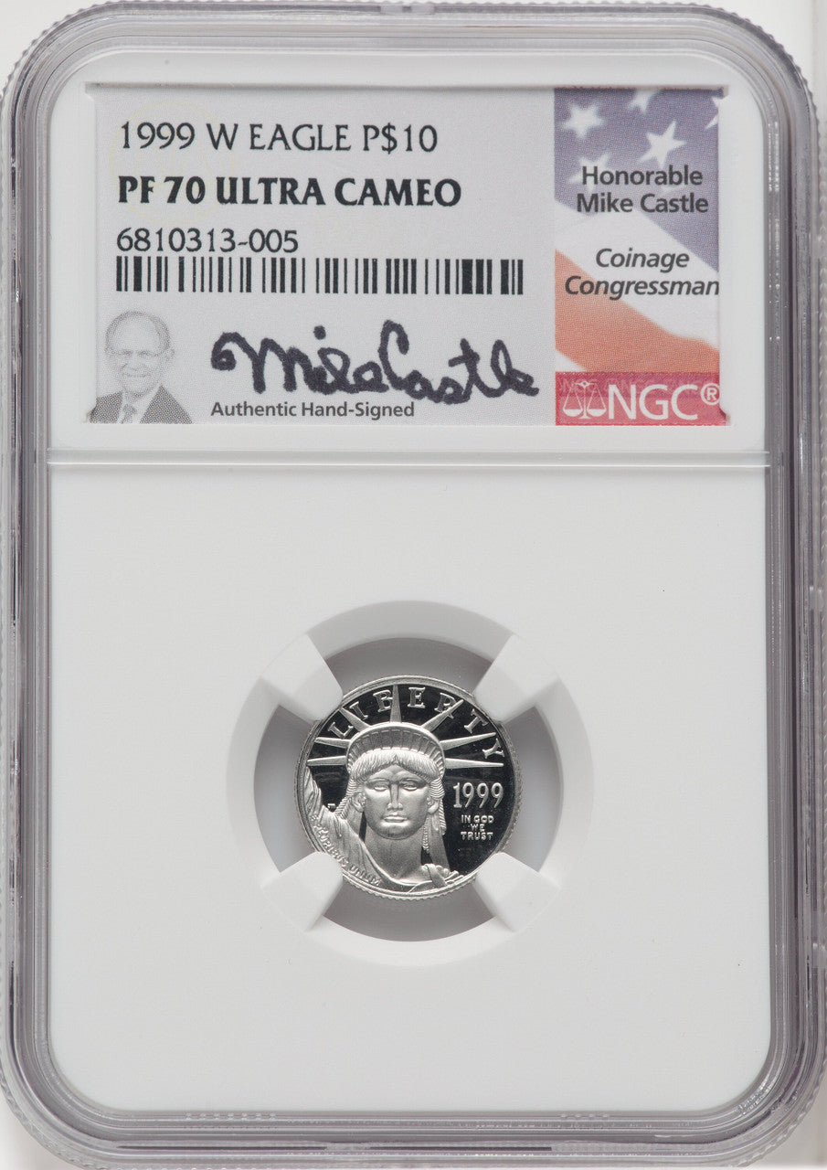 1999-W $10 Platinum American Eagle NGC PF70 Castle Signed