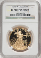 2012-W $50 One-Ounce Gold Eagle Brown Label NGC PF70