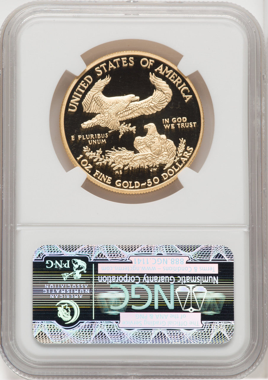 2012-W $50 One-Ounce Gold Eagle Brown Label NGC PF70