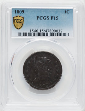 1809 1C BN Large Cent PCGS 15