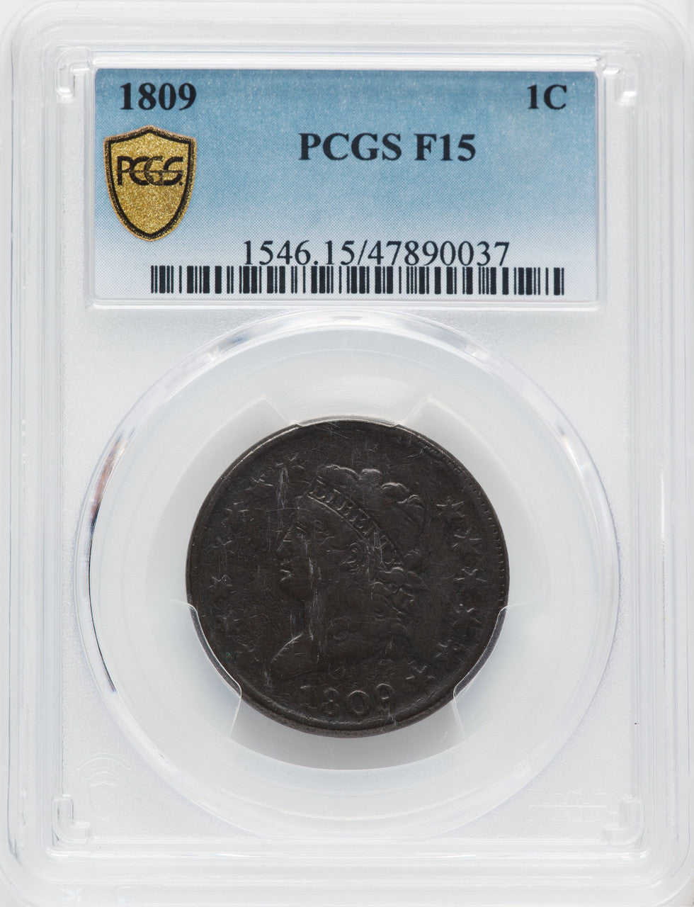 1809 1C BN Large Cent PCGS 15