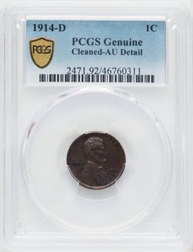 1914-D 1C BN Genuine Lincoln Cent Genuine PCGS AU50