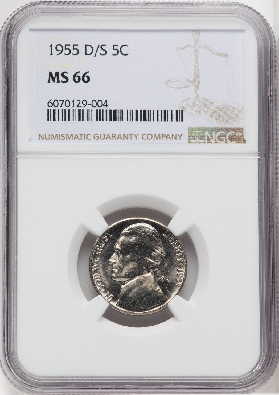 1955-D/S 5C Jefferson Nickel NGC MS66