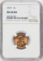 1977 1C RD Lincoln Cent NGC MS68