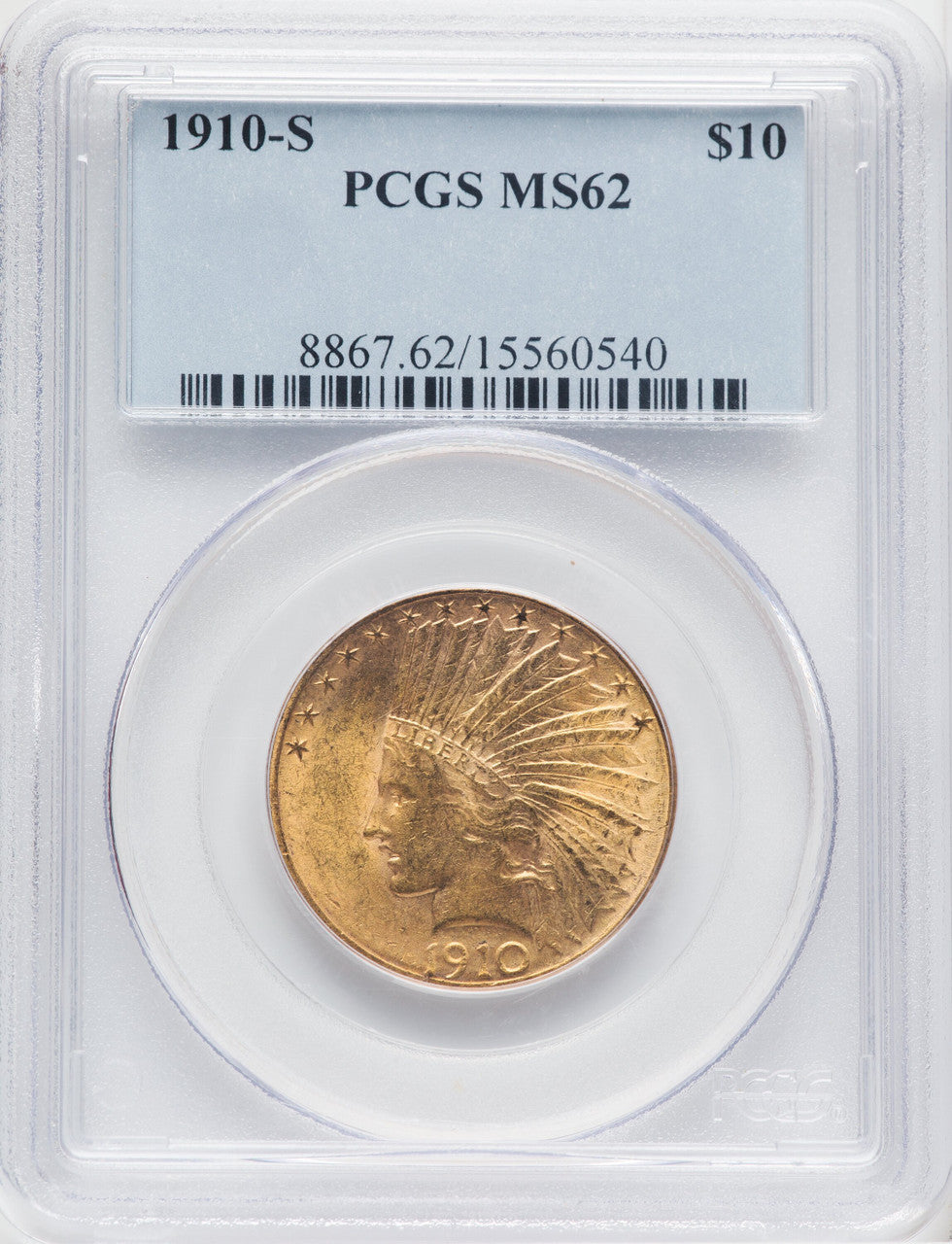 1910-S $10 Indian Eagle PCGS MS62