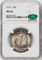 1917 50C CAC Walking Liberty Half Dollar NGC MS66