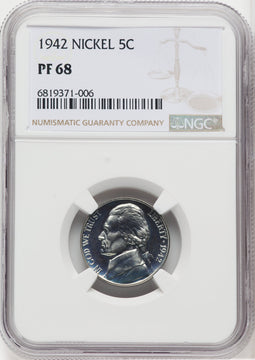 1942 5C TYPE 1 Proof Jefferson Nickel NGC PR68