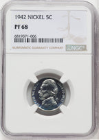 1942 5C TYPE 1 Proof Jefferson Nickel NGC PR68