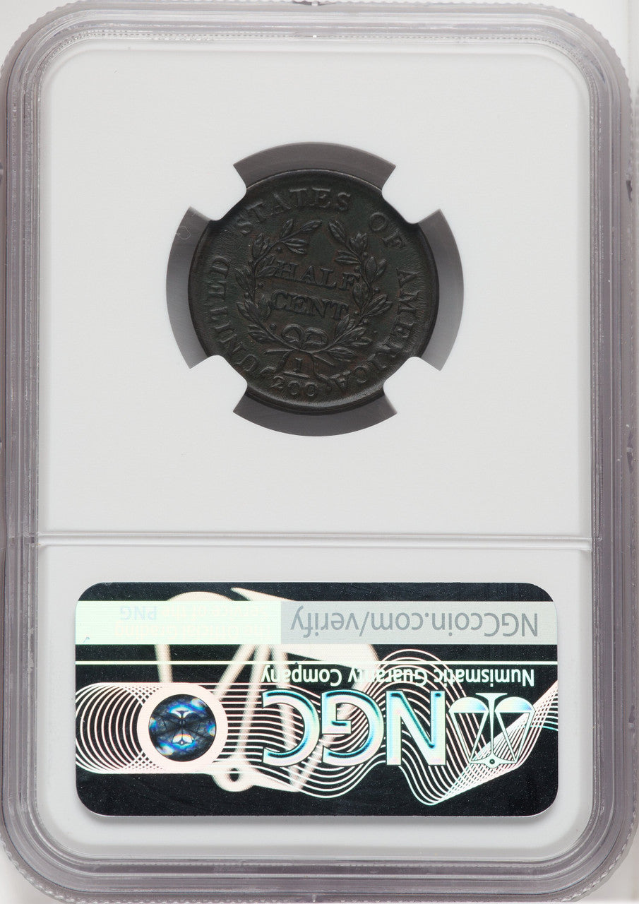 1804 1/2 C Crosslet 4 Stems BN Half Cent NGC MS62