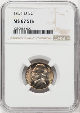 1951-D 5C FS Jefferson Nickel NGC MS67