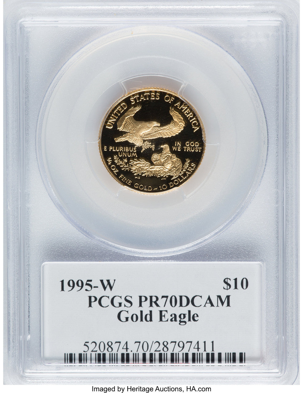 1995-W $10 Quarter-Ounce Gold Eagle Moy Signature PCGS PR70
