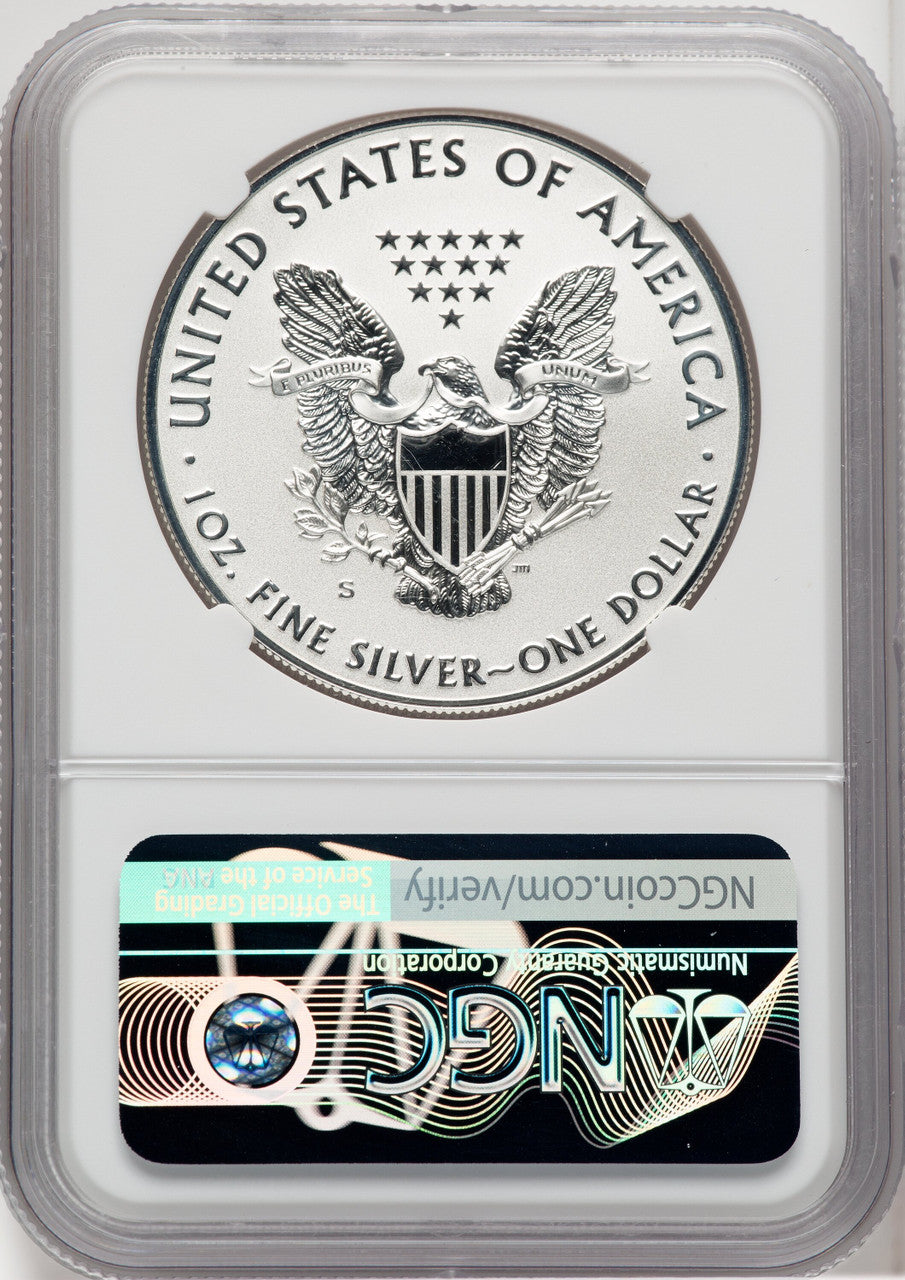 2019-S S$1 Silver Eagle Enhanced Reverse Proof Brown Label NGC PF70