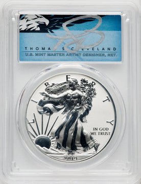 2019-S Silver Eagle Enhanced Reverse Proof FS Cleveland Blue Eagle PCGS PR70