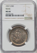 1937-S 50C Texas Commemorative Silver NGC MS68