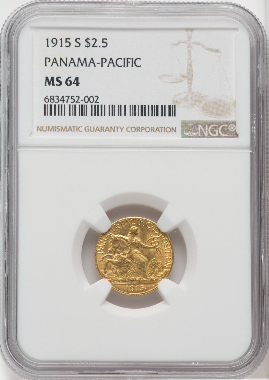 1915-S $2.50 Panama-Pacific Quarter Eagle Commemorative Gold NGC MS64