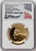 2019-W $100 American Liberty Series High Relief Enhanced Finish SP70 Harrigal