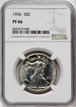 1936 50C Proof Walking Liberty Half Dollar NGC PR66