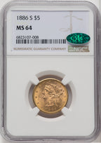 1886-S $5 CAC Liberty Half Eagle NGC MS64 (760063053)
