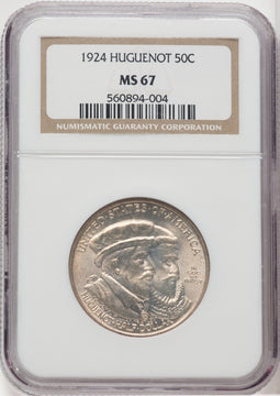 1924 50C Huguenot Commemorative Silver NGC MS67