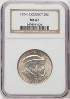 1924 50C Huguenot Commemorative Silver NGC MS67
