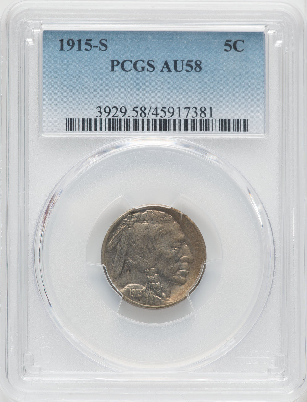 1915-S 5C Buffalo Nickel PCGS AU58