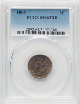 1868 1C RB Indian Cent PCGS MS63