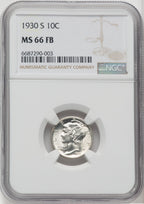 1930-S 10C FB Mercury Dime NGC MS66