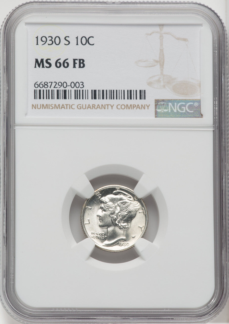 1930-S 10C FB Mercury Dime NGC MS66