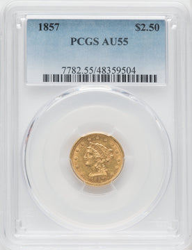 1857 $2.50 Liberty Quarter Eagle PCGS AU55