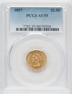 1857 $2.50 Liberty Quarter Eagle PCGS AU55