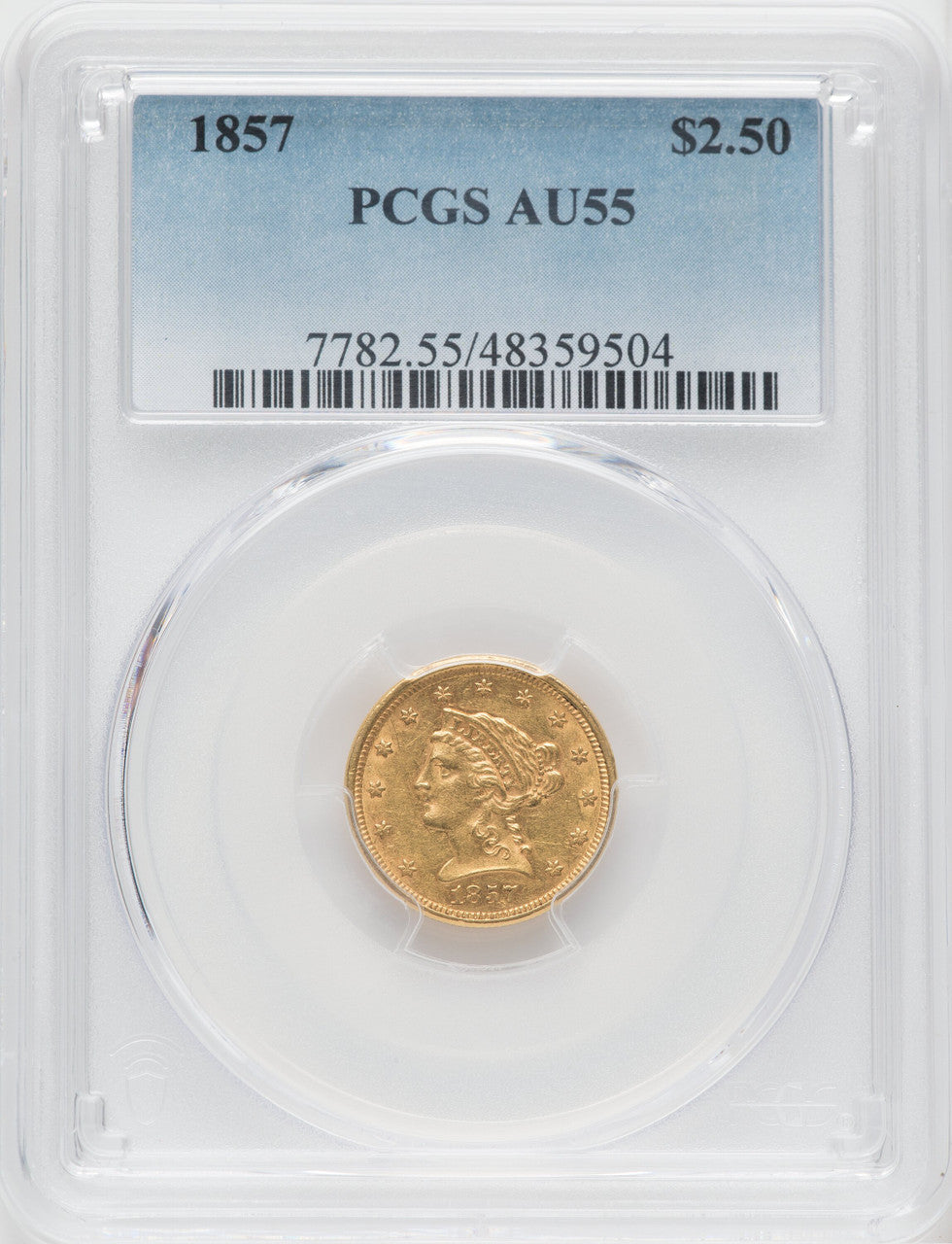 1857 $2.50 Liberty Quarter Eagle PCGS AU55