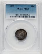 1899 10C Proof Barber Dime PCGS PR63