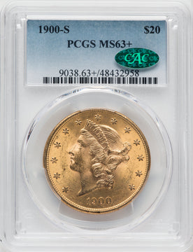 1900-S $20 CAC Liberty Double Eagle PCGS MS63+