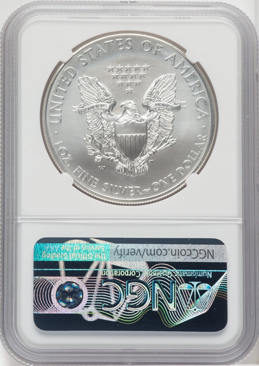 2012-W S$1 Silver Eagle Burnished Mike Castle Signature NGC MS70