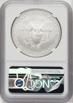 2008-W S$1 Silver Eagle Burnished Mike Castle Signature NGC MS70