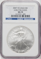 2007-W S$1 Silver Eagle First Strike NGC MS70