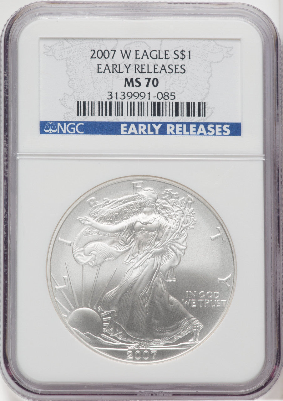 2007-W S$1 Silver Eagle First Strike NGC MS70
