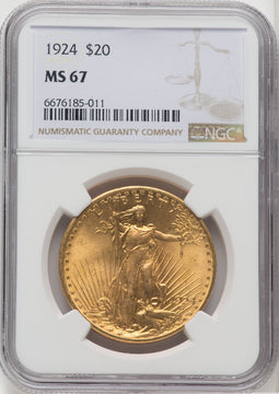 1924 $20 Saint Saint-Gaudens Double Eagle NGC MS67 (760543008)