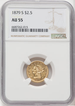 1879-S $2.50 Liberty Quarter Eagle NGC AU55