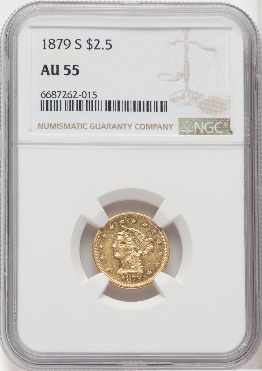 1879-S $2.50 Liberty Quarter Eagle NGC AU55