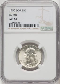 1950 25C Doubled Die Reverse FS-801 Washington Quarter NGC MS67