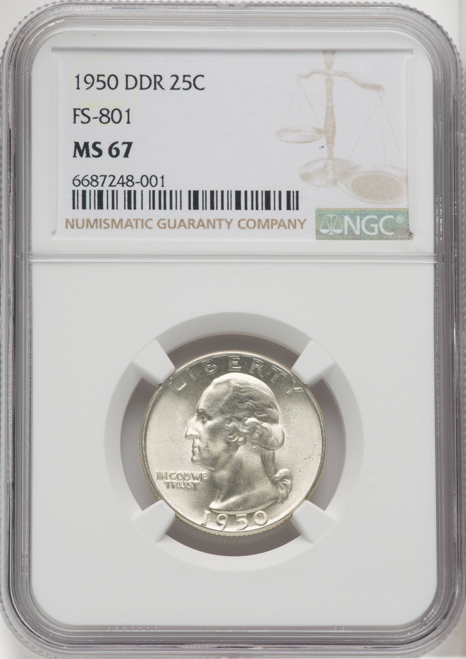 1950 25C Doubled Die Reverse FS-801 Washington Quarter NGC MS67